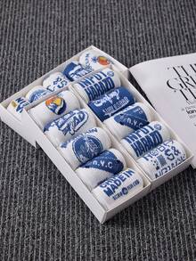 4/8 双男士蓝白中筒袜，时尚情侣篮球袜，情人节礼物袜，适合所有季节的中筒袜，秋季