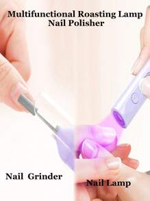 2 In 1 Electric Nail Grinder With Nail Lamp Multifunctional Portable Nail Machine Kit Manicure Tools Quick-Drying Nail Polisher Manicure Nail Drill Bits Tool Electric Nail Polisher, 180mAh