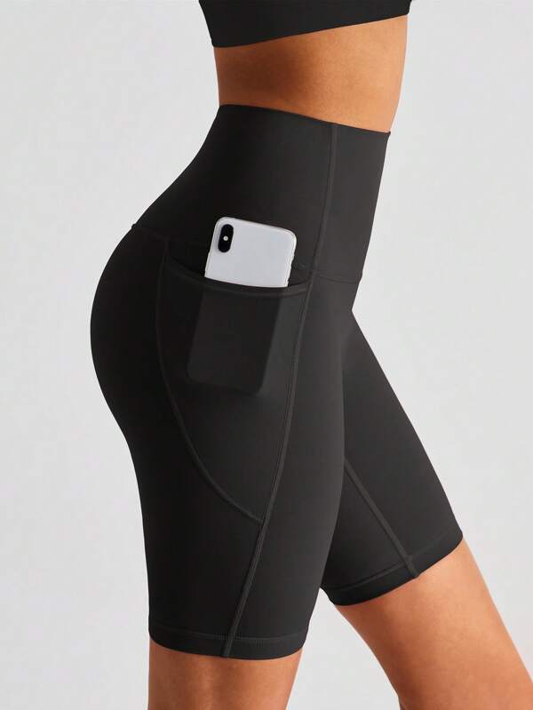 Solid Color Yoga Shorts High Waist Butt Lifting Slim Fit Running Tight Pants For Women