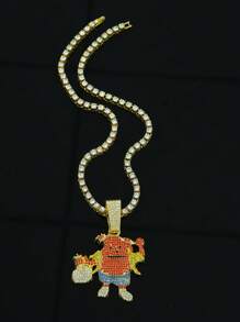 1pc Bling-Bling Hip-Hop Personalized Cartoon Expression Money Pendant Necklace, Fashionable And High-End Accessory For Both Men And Women
