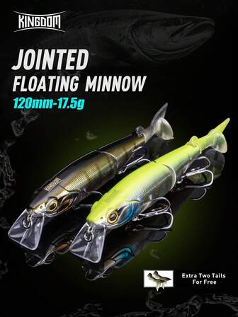  Kingdom Fishing Lure Minnow Wobblers Multi-Section 120mm 17.5g Soft Tail For Bass Pike Trout Artificial Hard Fishing Bait