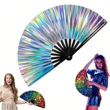 2025 New Line Dance Popping Fan, Bohemian Style Hand Clack Fans For Line Dancing & Performances, Foldable & Portable Design - 黑色 - 查看 6