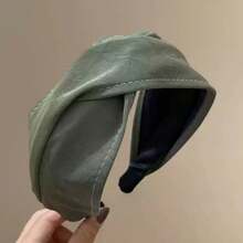 复古香港风格女士发带，2024 新款皮革十字架厚顶结头带，发髻夹，发带，发箍头带，头饰