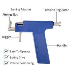 Set professionale per foratura orecchie, composto da 1 pistola per foratura orecchie e 24-98 paia di orecchini a perno, uno strumento sicuro e facile da usare per la foratura delle orecchie