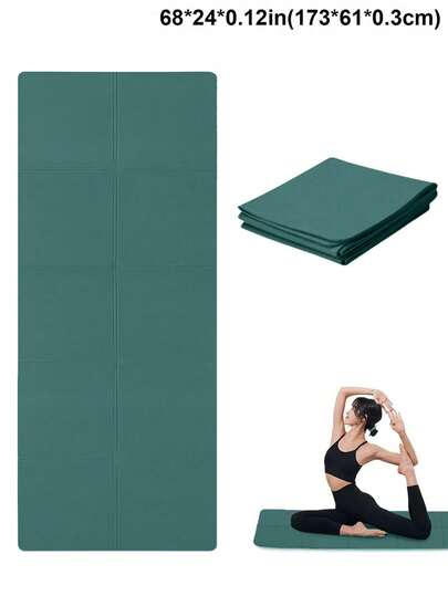 1pc 173*61*0.3/0.4/0.6cm Foldable EVA Yoga Mat, Non-Slip Shock-Absorbing, Suitable For Skipping Rope, Women's Fitness And Home Workout, Also Can Be Used As Sports Mat, Gymnastics Mat, Exercise Mat
