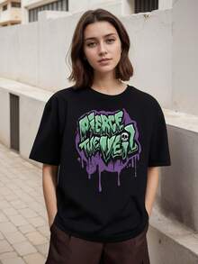 Camiseta impresa PIERCING THE VEIL, moda masculina, cuello redondo, tops casuales de verano, deportivos, de algodón, cómodos, suaves, tela absorbente de sudor, modelos universales para hombres altos - Negro - Ver 4