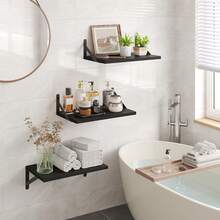 Tomnk 3pack Floating Shelves, 15.8*9.5in, Wall Decor Rack, Wide Board Rack, Bookshelf, Wall Shelf Organizer, Room Decor, For Bedroom, Bathroom - Multicolor - View 7