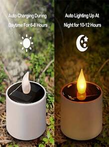 Solar Powered Candle Outdoor Waterproof, 6 LED Flameless Solar Tea Light Candles With Dusk To Dawn Sensors, Suitable For Window Exterior Lantern Porch Garden Courtyard Decoration