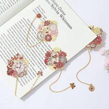 1/4pcs Creative Rose Clock Bookmark Rose Clock Elements Reading Accessories For Fiction Fans Birthday Gift For Girls - one-size - View 5