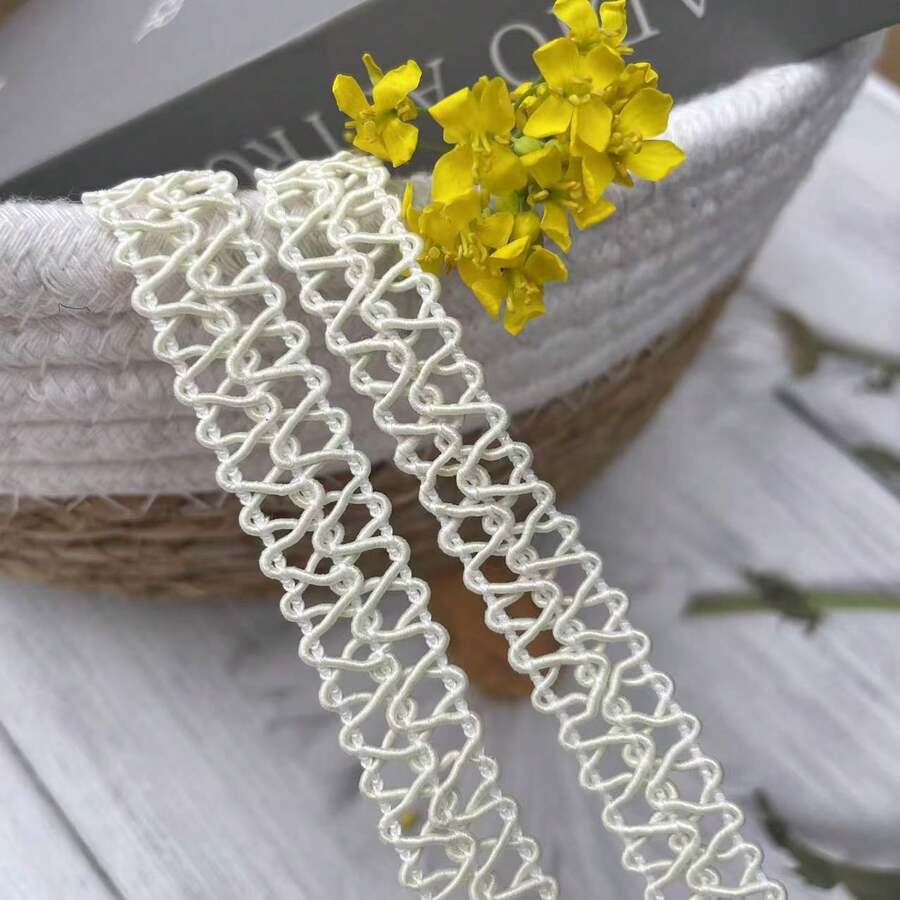 1.5cm Wide Hollow Lace Decorative Ribbons, Handmade DIY Shoe Side Edge Finishing Materials - Beige - View 1