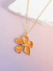 1 pieza Collar colgante de flor de 5 pétalos esmaltado de color blanco, rosa, rojo rosa, naranja elegante y personalizado, adecuado para uso diario y de vacaciones, gran regalo para amigos, primavera/verano