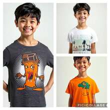 Set 3 Playeras para Niño de 4 Años – Manga Corta en Gris, Blanco y Naranja | Ropa Infantil Básica y Confortable - Multicolor - Ver 1