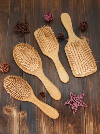 1 把竹制气垫梳，大/中号，带防滑手柄，天然竹制气垫梳，易于梳理头发，男女通用，便携式梳子，按摩头皮，万圣节礼物，圣诞节礼物