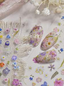 Flower Nail Stickers For Nail Art - Flowers Nail Art Stickers Summer Floral Leaf Plant 5D Embossed Nail Decals Self-Adhesive Nails Supply Manicure Sliders Flower Stickers For Nails Decoration - Multicolor - View 7