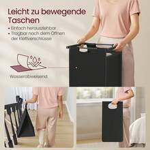 VASAGLE Wäschekorb 2 Fächer, Wäschesammler mit Ablage, Wäschebox, Wäschesack aus Oxford-Gewebe ausziehbar abnehmbar, 2 x 46 L, kamelbraun-schwarz - Braun - Übersicht 7