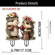 1 PC Creative And Cute Hedgehog Garden Decoration With Strawberries, 2D Flat Acrylic Decorative Accessories With Classic Spring Elements, Fashionable And Diverse Styles, Suitable For Garden Gardening, Perfect Spring Gifts For Family And Friends, Spring Gifts, Holiday Party Decorations.