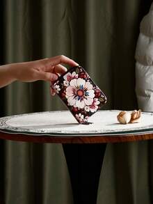 Women's Card Holder With 12 Card Slots, 4 Cash Compartments And Metal Zipper, Brown Floral Design, Suitable For Travel And Daily Use, Perfect Gift For Special Occasions For Women Wallet Mini Wallet Purse Wallet Card Wallet - Brown - View 12