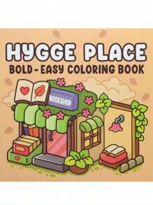 1pc 52Page Hygge Place Coco Coloring Book For Adults And Kids, Bold And Easy, Simple And Big Designs For Relaxat [ Hand Drawn Must-Have ]Hygge Place Drawing Coloring Book With Zero Foundation Copying, Stress Relieving Graffiti