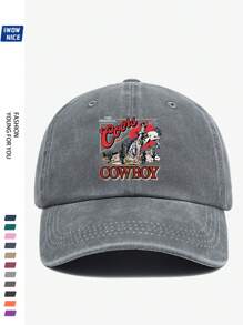 1pc Adjustable Classic Western Cowboy Logo Baseball Cap, Retro , , Suitable For Outdoor Travel, Camping, Sun Shading, Party, Hip-Hop, Dad, Trucker, Polo Ball Cap, Summer