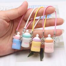Doll House Accessories, Mini Realistic Model Milk Bottle Microscape Food Doll, OB11 Scene Accessories Hanging Ornament, Doll Small Accessories, Mini Milk Bottle Keychain Pendant Doll Decoration, Learning Scene Photo DIY Decorative Accessories, Random Color Miniature Figurine Decoration For Phone, Bag - Flower Bags - View 2
