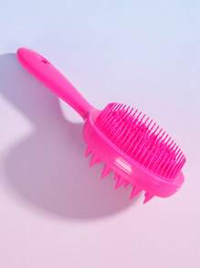 Cepillo desenredante de color caramelo en 1/2 piezas - Cepillo desenredante y cepillo de champú de mango largo con cerdas suaves de silicona para un masaje relajante del cabelludo, perfecto para uso diario en cabello húmedo o seco, adecuado para todo tipo de cabello incluyendo rizado y grueso