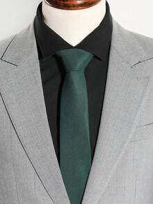 1pc Men Solid Dark Green Striped Textured Casual Necktie, Suitable For Business, Wedding, Daily Use, School Men Necktie - Dark Green - View 3