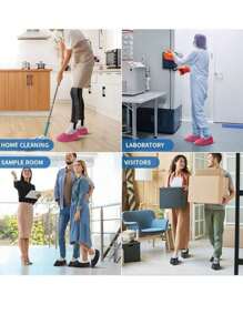 100 piezas de 13.8*7 pulgadas Cubiertas de zapatos desechables de PE para mantener el piso limpio, cubiertas de pie impermeables y antideslizantes para el hogar, la oficina, la escuela, zapatos y accesorios de botas