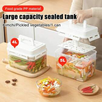 1pc 5L Airtight Kimchi Container, Fermentation & Storage Box With Handle And Lid
