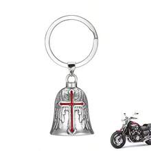 1 Pc Casual Street Style Cross/Bell Pendant Punk Vintage Motorcycle Wing Angel Keychain For Men Car Accessories Bag Charm School Letter Cute Goth Y2k - Multicolor - View 4