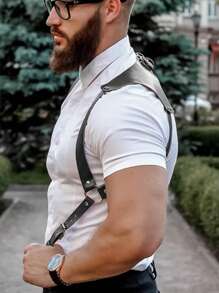 Fashion Men's Backpack, PU Leather Texture, Gothic Style Body Shaping, Easy To Match With Jeans, Daily Essentials
