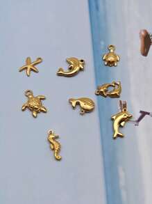 Colar com pingente de elemento oceano banhado a ouro e aço inoxidável, design minimalista elegante, versátil para uso diário, praia, presentes, casais