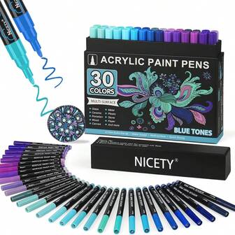 30 piezas Marcadores de pintura acrílica, punta suave y cómoda, para ilustración, boceto, madera, vidrio, tela, pintura en piedras, tu creación artística comienza con estos 30 marcadores acrílicos de colores, adecuados como regalo, de vuelta a clases