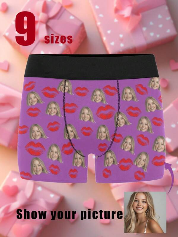 Custom Men Boxer Briefs Personalized Underwear With Photo Picture Customized Girlfriend's Face Boxers,Valentine's Day Gifts ,1pc Dawg Colorful,Cute,Adorable,Contracted,Funny Custom,Unique,Customized,Personalized Underwear Ideal Gifts For Him Boyfriend Bedroom,For Weddings,For Anniversaries,For Birthdays,For Holiday