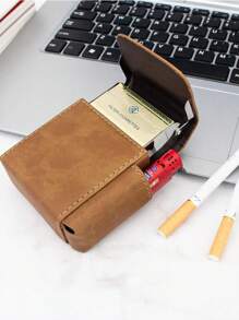 1pc PU Leather Cigarette Case With Lighter Holder Tobacco Pouch Best Gift For Men Women Exquisite And Convenient For Carrying Fashion Items Out, Smoking Accessories, Cigarette Storage, Sigaretten Doos