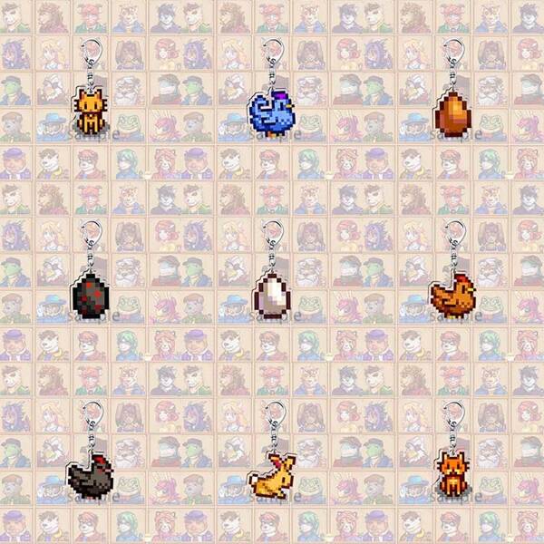1 breloc Stardew Valley Animal Pixel-Art - Articole de joc - Pandantiv rucsac - Cadou de sărbători/zi de naștere - Cadou de Halloween/Crăciun - Jucărie