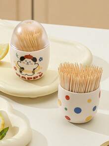1pc DIY Colorful Polka Dots/Colorful Puppy Magnetic Toothpick Holder, Simple & Stylish Toothpick Dispenser - Multicolor - View 6