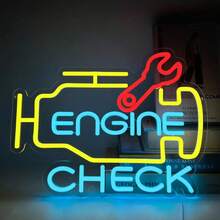 Check Engine Light Neon Signs For Wall Decor,LED Garage Neon Lights Sign For Dad Gifts,Man Cave Auto Repair Workshop Party Decor - Repair - View 5