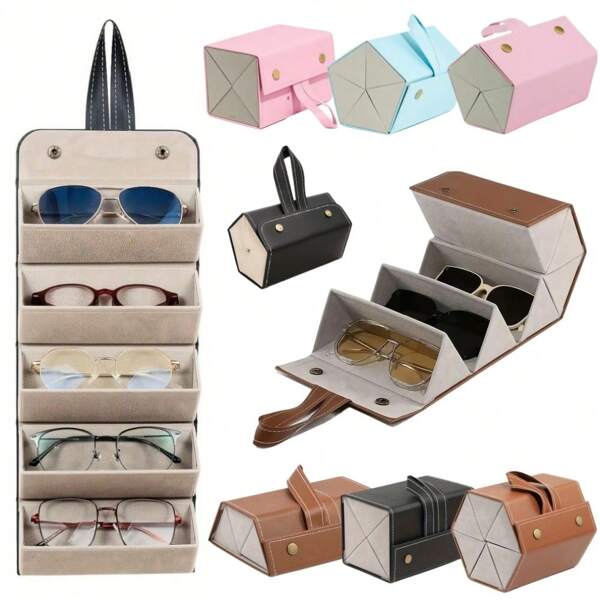 1pc Folding Travel Sunglasses Case, Fashion Watch Case ,Glasses Bag, Glasses Storage Box, Foldable Glasses Case,School Glasses Storage Box Glasses Case Holder Organizer Storage Eyeglass Case Protective Case Glasses Bag Sunglasses Pouch For Travel Vacation Cruise Summer Holiday Travelling Bag Travel Stuff Essentials For College Dorm Home School Hotal Travel Kit