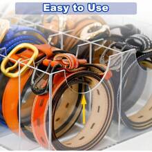 Belt Display Organizer Rack For Closet 12 Compartments Clear Acrylic Storage Holder Belt Container For Drawer Neck PET Tie Bow Tie Box - Clear - View 3