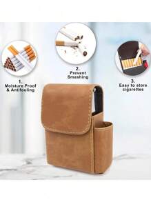 1pc PU Leather Cigarette Case With Lighter Holder Tobacco Pouch Best Gift For Men Women Exquisite And Convenient For Carrying Fashion Items Out, Smoking Accessories, Cigarette Storage, Sigaretten Doos