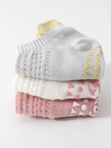 3 Pairs Kids Breathable Mesh Anti-Slip Floor Socks With Ear Design, Boys & Girls Indoor Crawling & Walking Socks, Summer - Multicolor - View 6