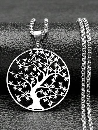 Tree Of Life Stainless Steel Fashion Necklaces Women Statement Necklace Silver Color Chain Necklace