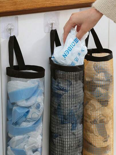 1 pieza/2 piezas Organizador de dispensador de bolsas de basura montado en la pared (con gancho) para el hogar, la cocina, la fiesta de verano en la playa, los alimentos, el camping, la organización, la decoración de la habitación, los accesorios de cocina