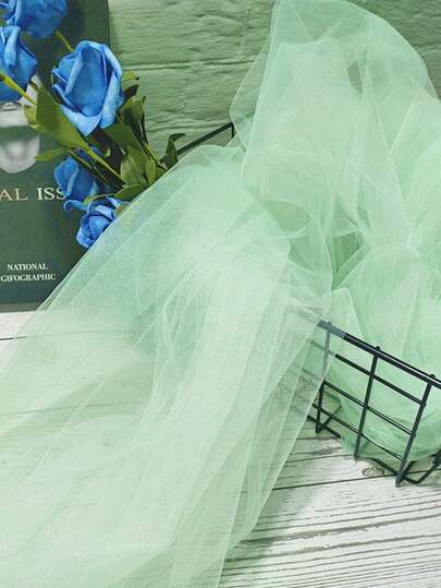 1 pieza Tela de malla verde DIY, tela velo para vestido de novia, material de costura hecho a mano para decoración de boda, fiesta, cumpleaños, decoración del hogar, exterior