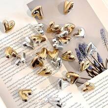 8pcs/20pcs/30pcs Cute Heart Shaped Push Pins, Gold & Silver Heart Office Thumbtacks, Suitable For School, Office, Decor, Photo Wall