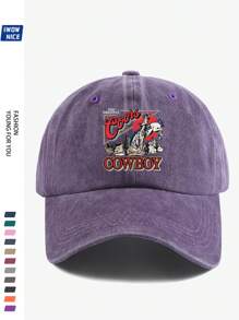 1pc Adjustable Classic Western Cowboy Logo Baseball Cap, Retro , , Suitable For Outdoor Travel, Camping, Sun Shading, Party, Hip-Hop, Dad, Trucker, Polo Ball Cap, Summer