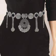 1 pièce Chaîne de taille décorative de pièce de monnaie vintage, ceinture de taille en métal bohème à franges. Accessoire de danse du ventre pour assortir une robe. Convient pour le port lors de festivals de musique et de soirées