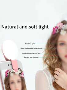 1 pièce 150 mAh Blanc/Rose/Bleu/Noir Anneau lumineux Selfie LED portable avec miroir, chargement USB, éclairage portable, lumière de beauté photo Halo, clip pour streaming en direct