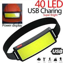 KENSUN قطعة واحدة ضوء فيضي COB LED قوي بقدرة عالية ، مصباح رأس قابل للشحن USB ببطارية مدمجة ، مصباح يدوي مضاد للماء قابل للحمل للمهام الخارجية ، ملحقات للصيد والتخييم