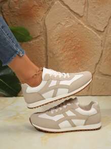 Zapatos planos casuales para mujer, zapatillas de deporte versátiles y transpirables para ocio y moda, con puntera redonda y suela baja, zapatos deportivos para señoras